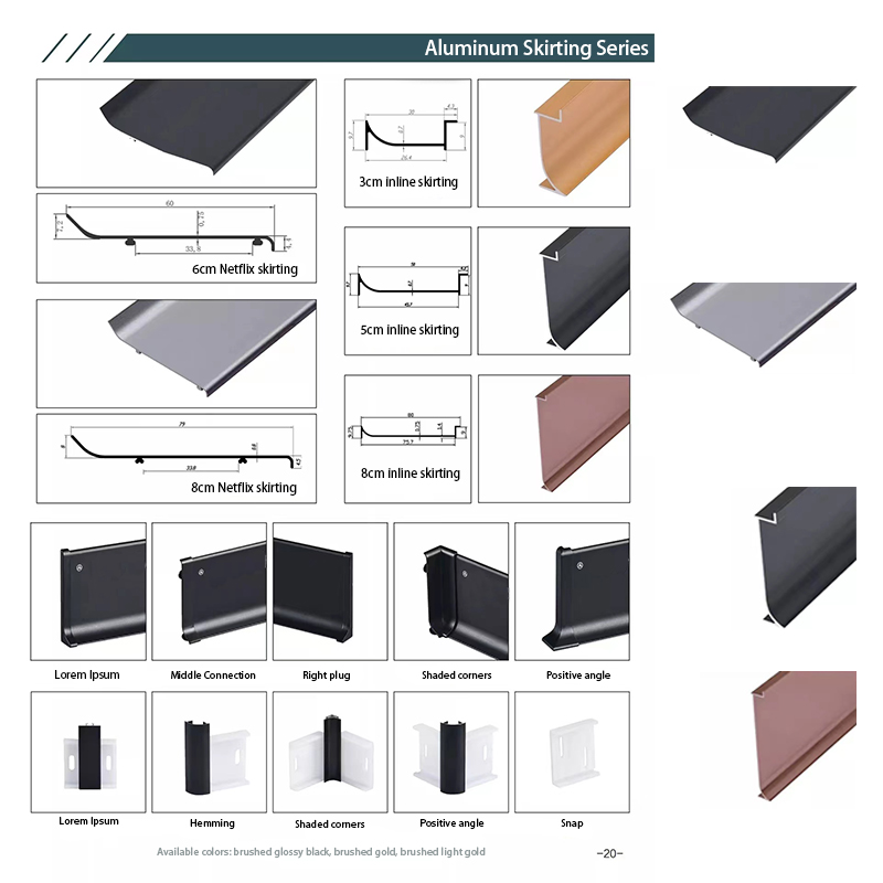 Dekorative linjer i aluminium, der beskytter og dekorerer flisernes kanter